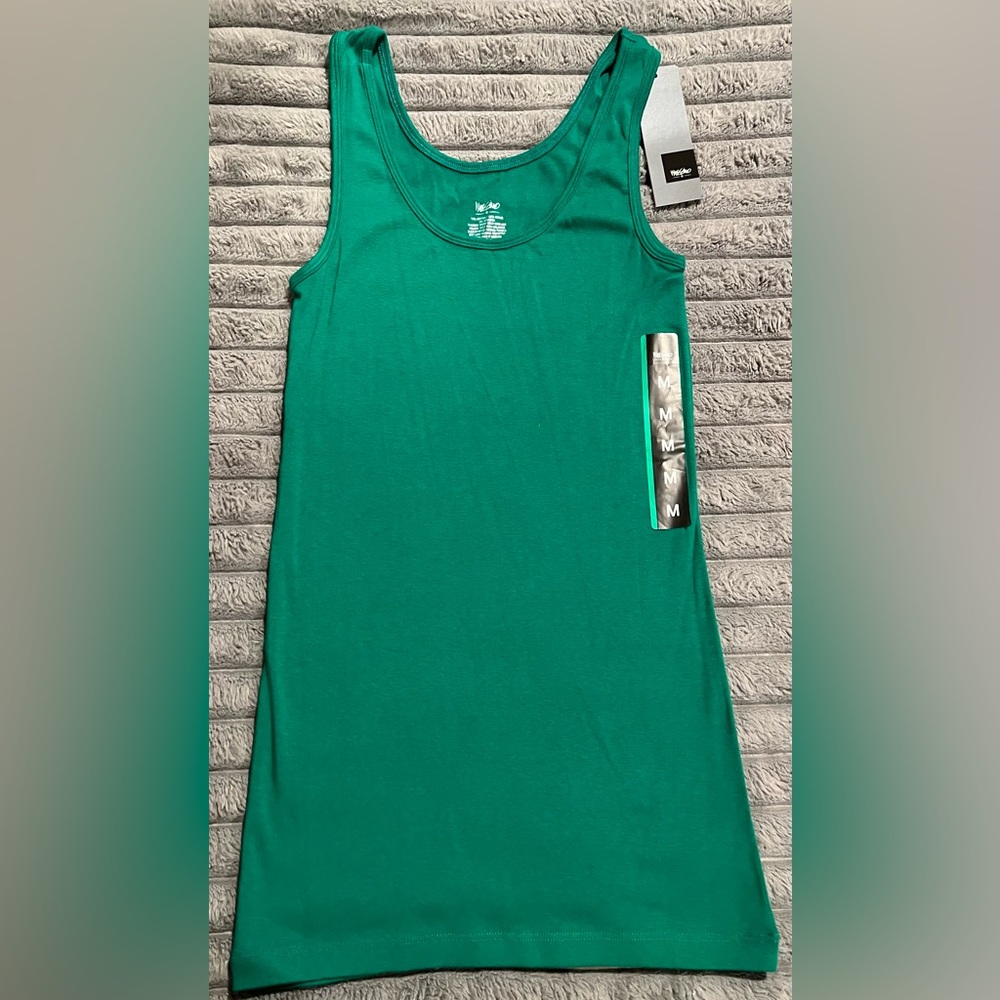 MOSSIMO STRETCH MICRORIB TANK GREEN MEDIUM NEW TAGS WOMEN TOP